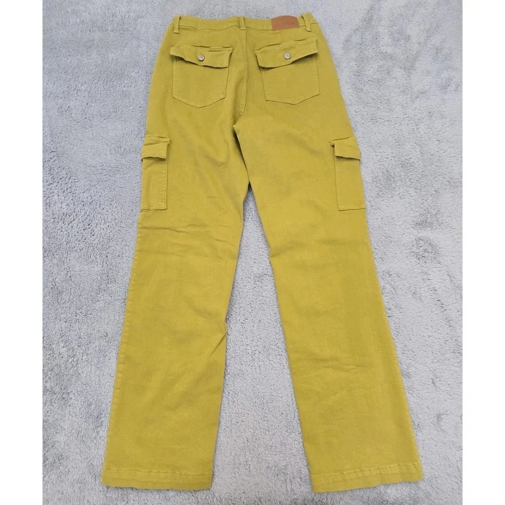 Judy Blue Garment Dyed High Waist Cargo Pants Matcha Green Straight Leg 9/29